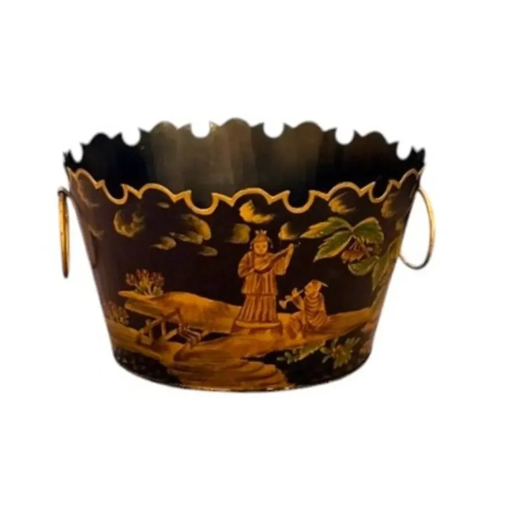 Vintage Chinoiserie Tole Cachepot Planter Set of 3 India